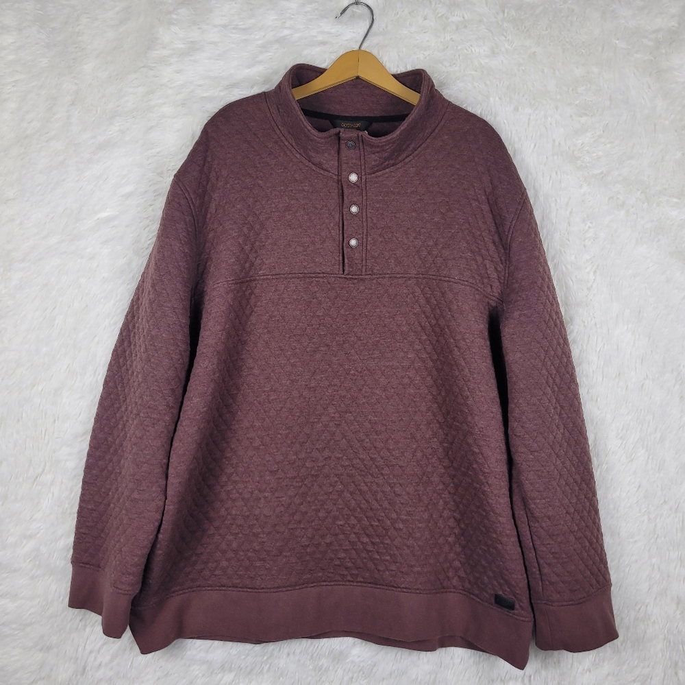 Outpost Makers Otto Henley Sweater Mens 3XL Burgundy Quilted‎ Outdoor Casual